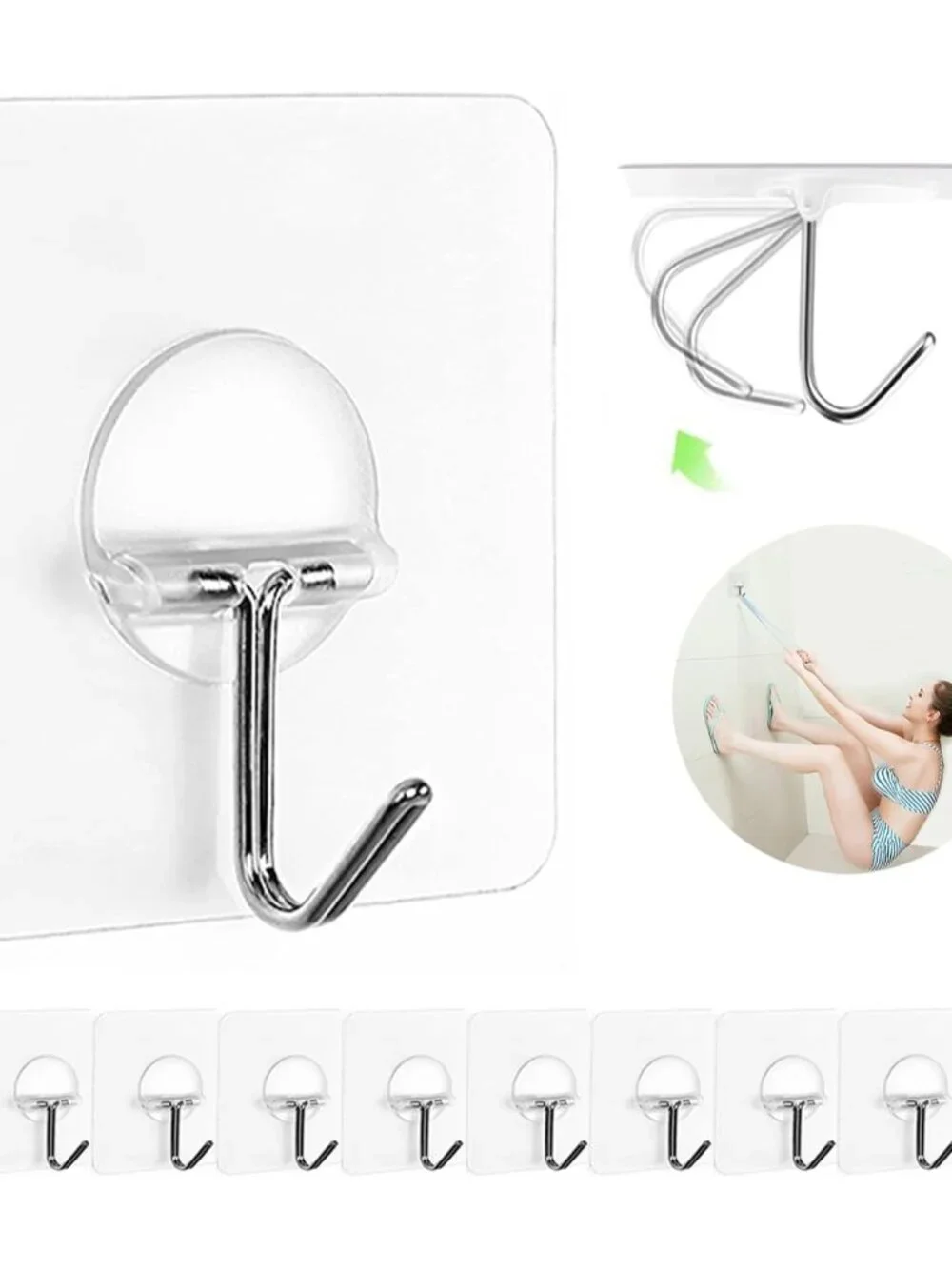 Easy Peel and Stick Adhesive Hooks - 12 Heavy Duty Hooks for Home Organization